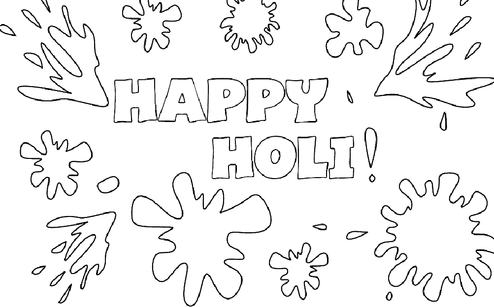 Simple Holi pictures for kids drawing colouring