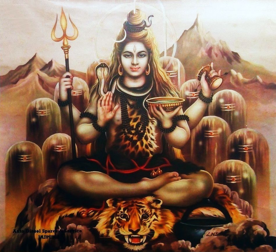 Lord Shiva Old Calendar Painting